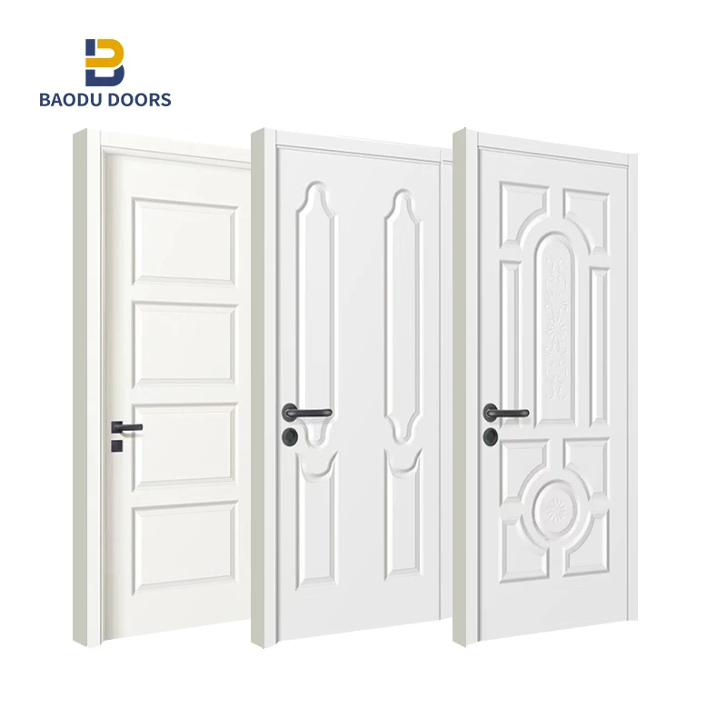 أبواب خشبية مركبة مطلية باللون الأبيض من خشب HDF عالي الجودة للاستخدام الداخلي