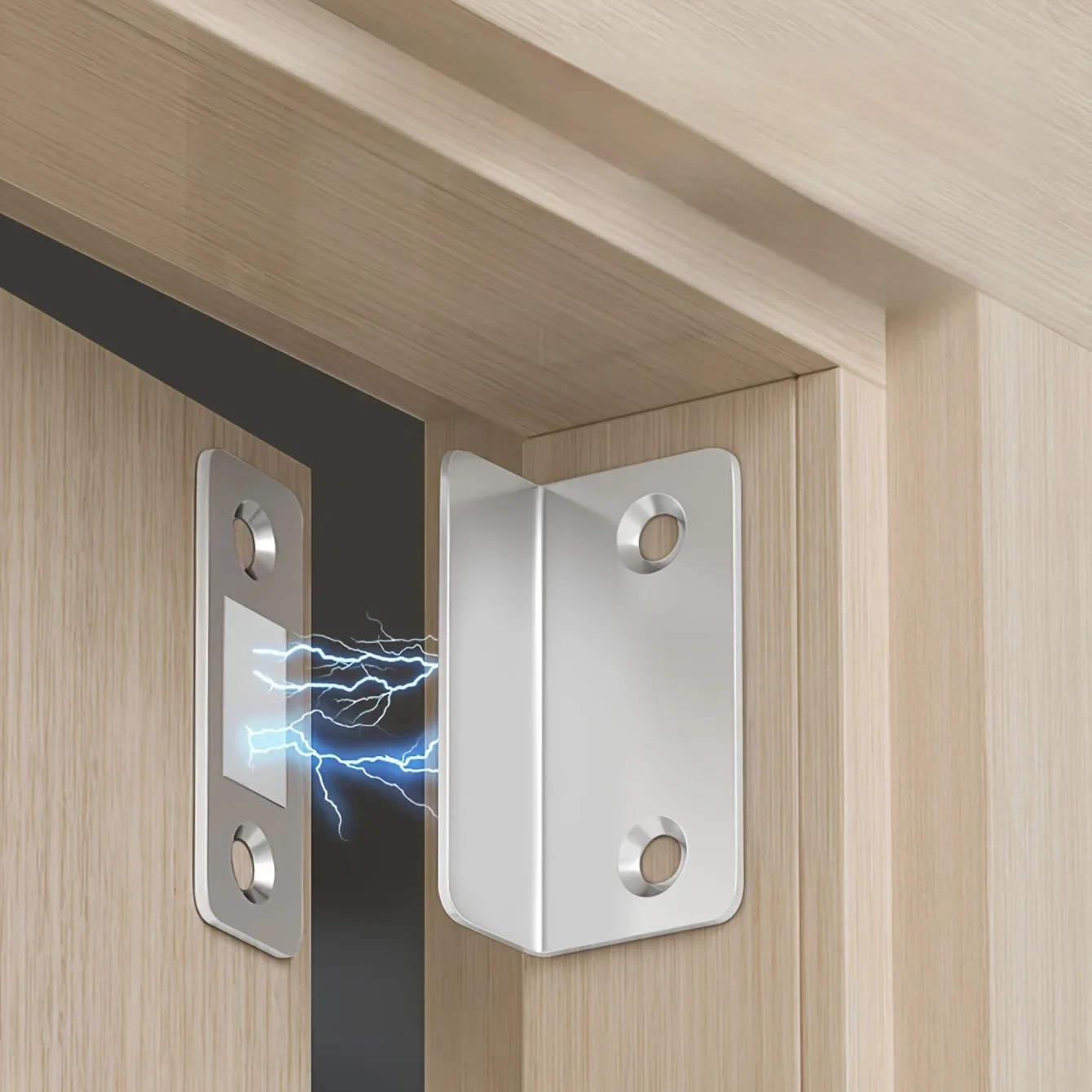 2pcs Magnetic Door Catch Latch -Invisible Strong Adhesion, Drill-Free Mount, Seamless Release- Ideal for Cabinets, Sliding Doors