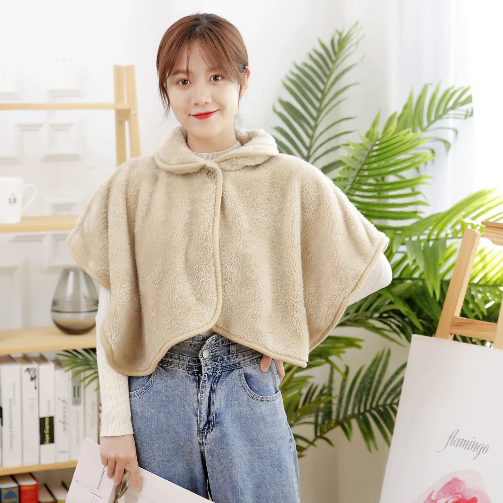 1pcs Japanese Sweet Autumn Winter Warm Shawl Lapel Cloak Room Fluffy Plush Cape Wraps Shoulder Guard Unisex Waistcoat Homewear