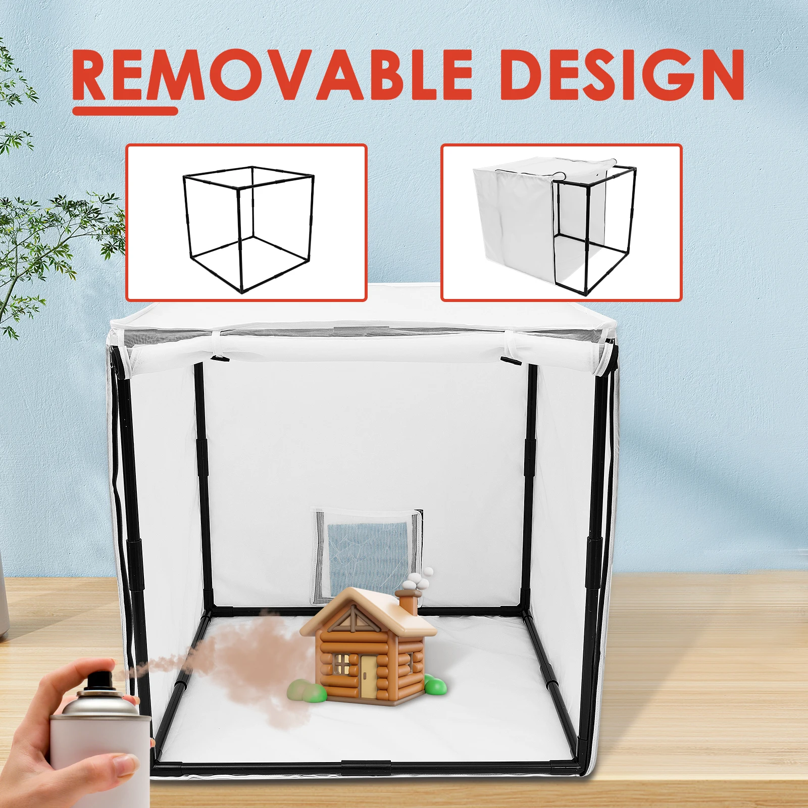 บูธพ่นสีแบบพกพา ขนาด 15/29.5 นิ้ว รุ่นถอดประกอบได้ สำหรับพ่นสีงาน DIY