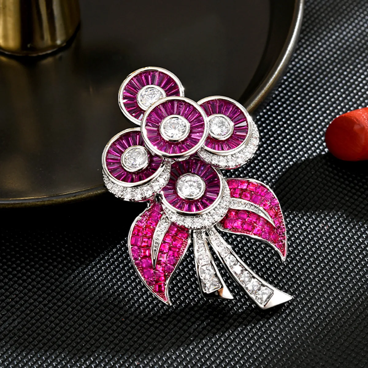 بروش زهر بوهينيا، دبوس طية صدر السترة مرصع بالزركون للبدلة، وصل حديثًا على شكل زهور أنيقة #1