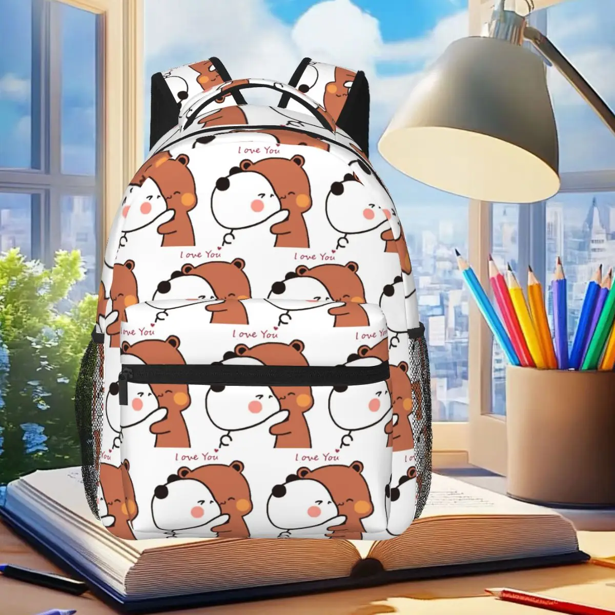 Bubu Dudu Panda And Brownie Bear Couple Backpack Student Boys Girls BookBag Kids School Bag Computer Shoulder Bags for Men Women