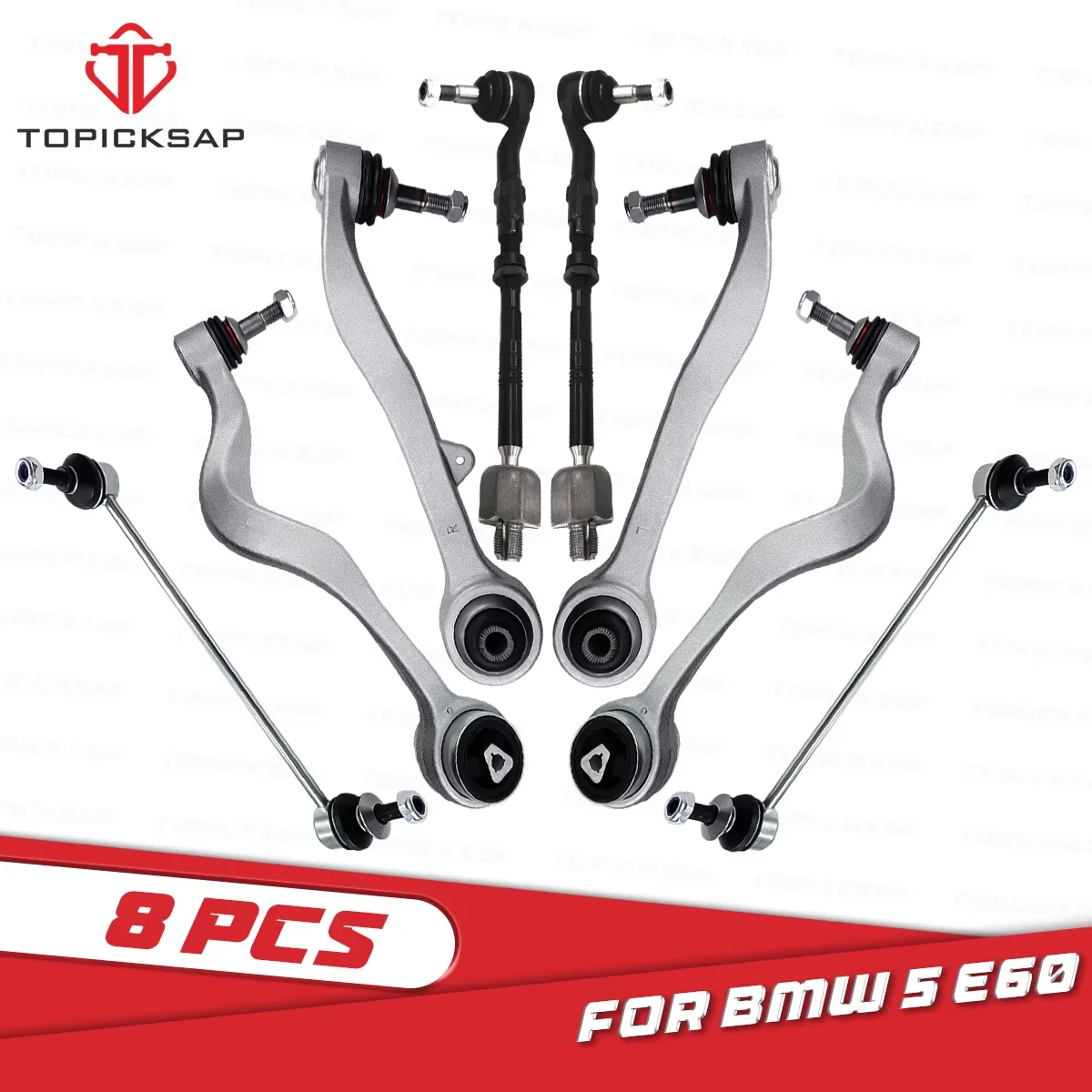 

TOPICKSAP 8Pcs Front Lower Control Arm Sway Bar Link Tie Rod Kits for BMW 5Series E60 525i 528i 530i M5 2004 2005 2006 - 2010
