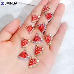 15pcs Crystal Christmas Hat Charms Pendants Enamel Charm For Jewelry Making Supplies DIY Handmade Earrings Bracelets Accessories