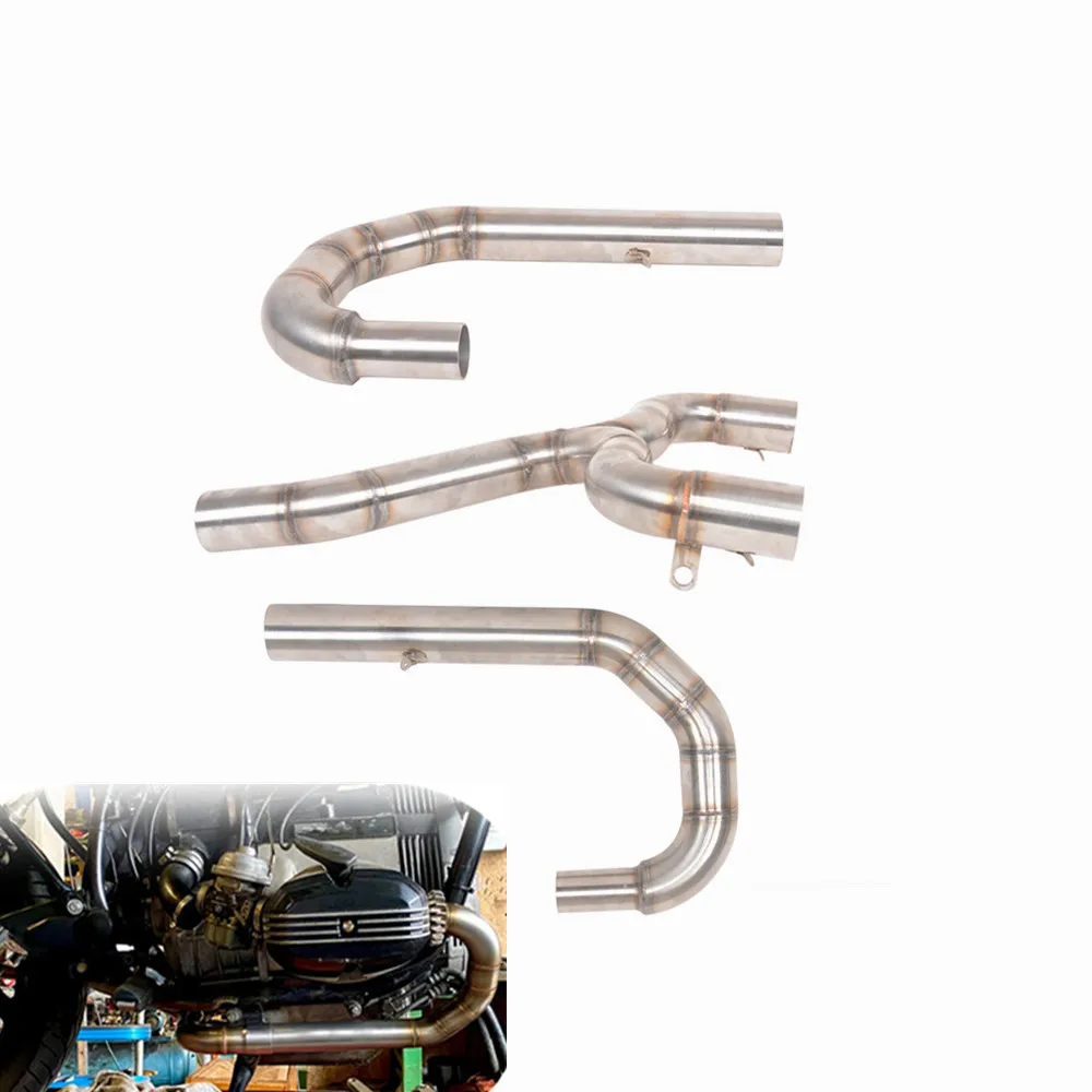 Motorcycle 38mm Exhaust Header Muffler Pipe 2in1 Stainless Steel for BMW 75/6 R80 1977-1986 R90 Cafe Racer Accessories