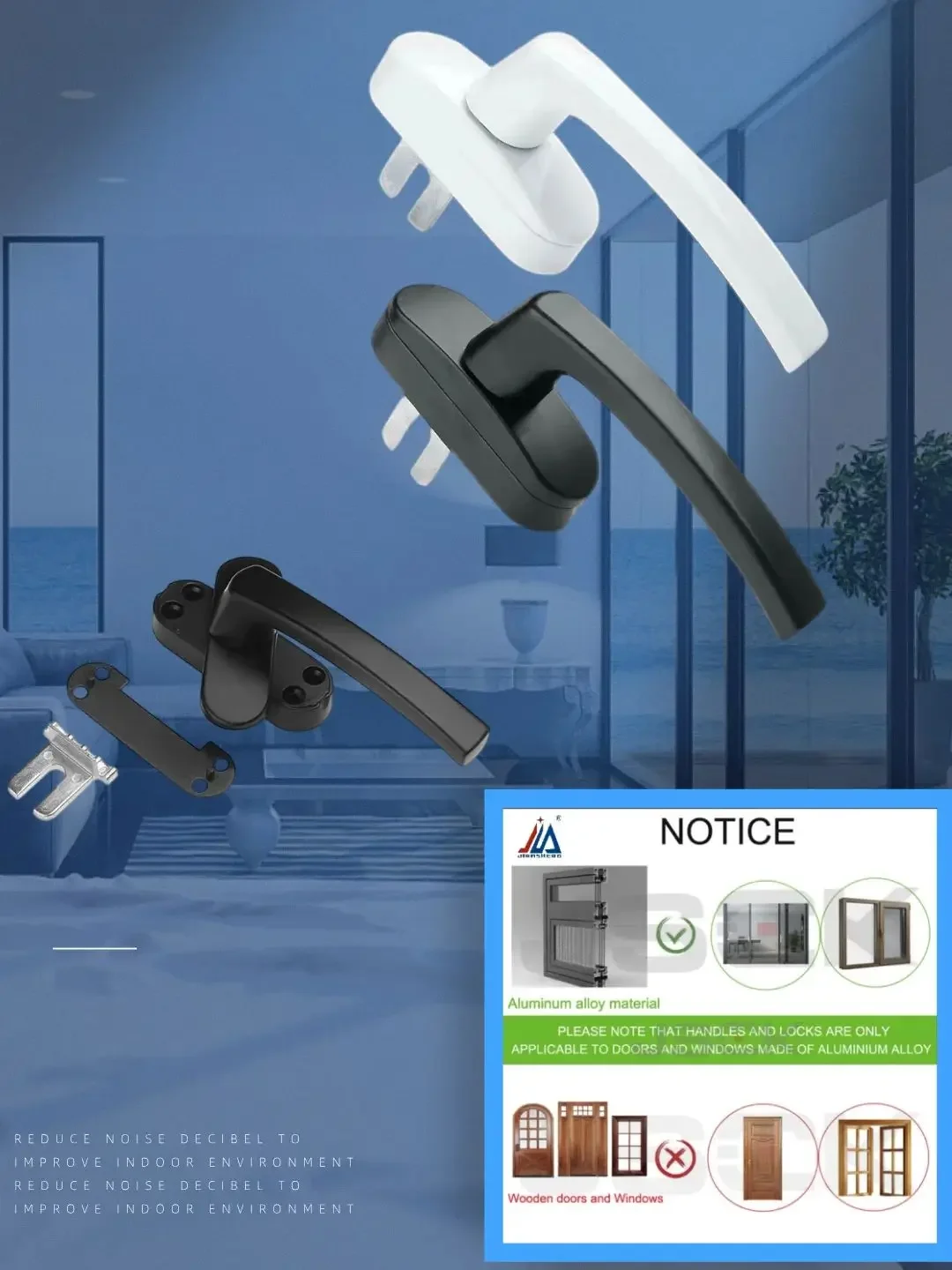 مقبض تشغيل ثنائي، مقبض قفل نافذة بابية دوارة ذو نوعية جيدة، مقبض نافذة تثقيب من الألومنيوم