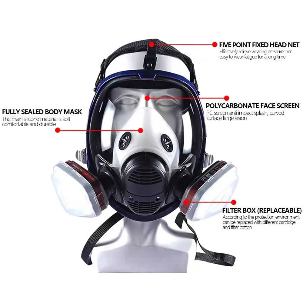 Chemical Gas Mask 6800 Dust Respirator Anti-Fog Full Face Mask Filter For Industrial Acid Gas, Welding Spray Paint Insecticide