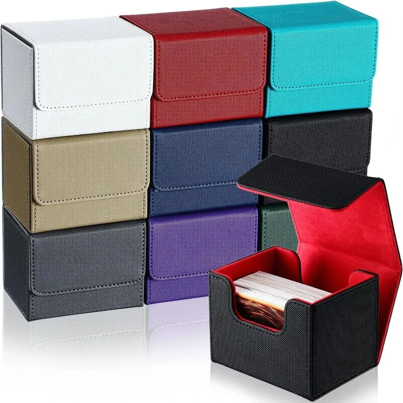 New Trend Solid Color 100+ Storage Box Trading Card PU Leather Commander Card Magnetic Sealing Box Star Hobby Magic Game Card