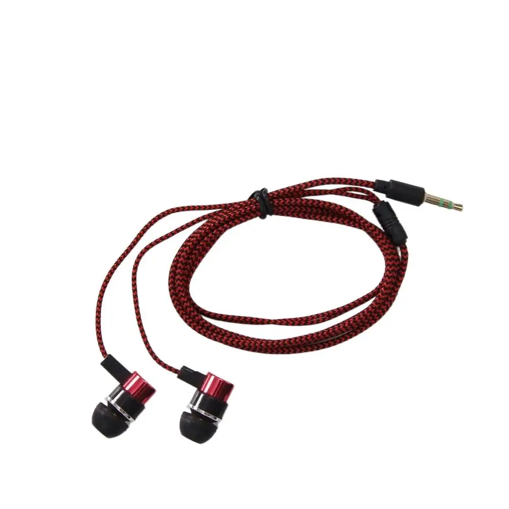 Cable Headset Stereo In-Ear Earphone Earpiece Bass 3.5mm Earbuds Nylon Weave Universal Wired Headphone Mobile Phone Computer MP3