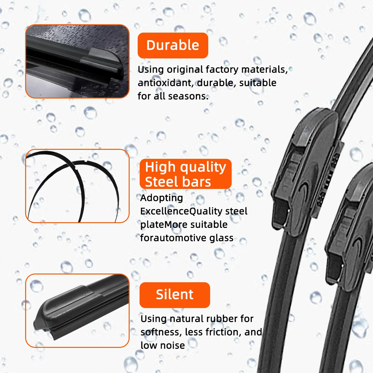 3PCS Car Wiper for Citroen C3 MK1 2002-2009 Front Rear Windshield Four Seasons durable Accessories 2002 2003 2009