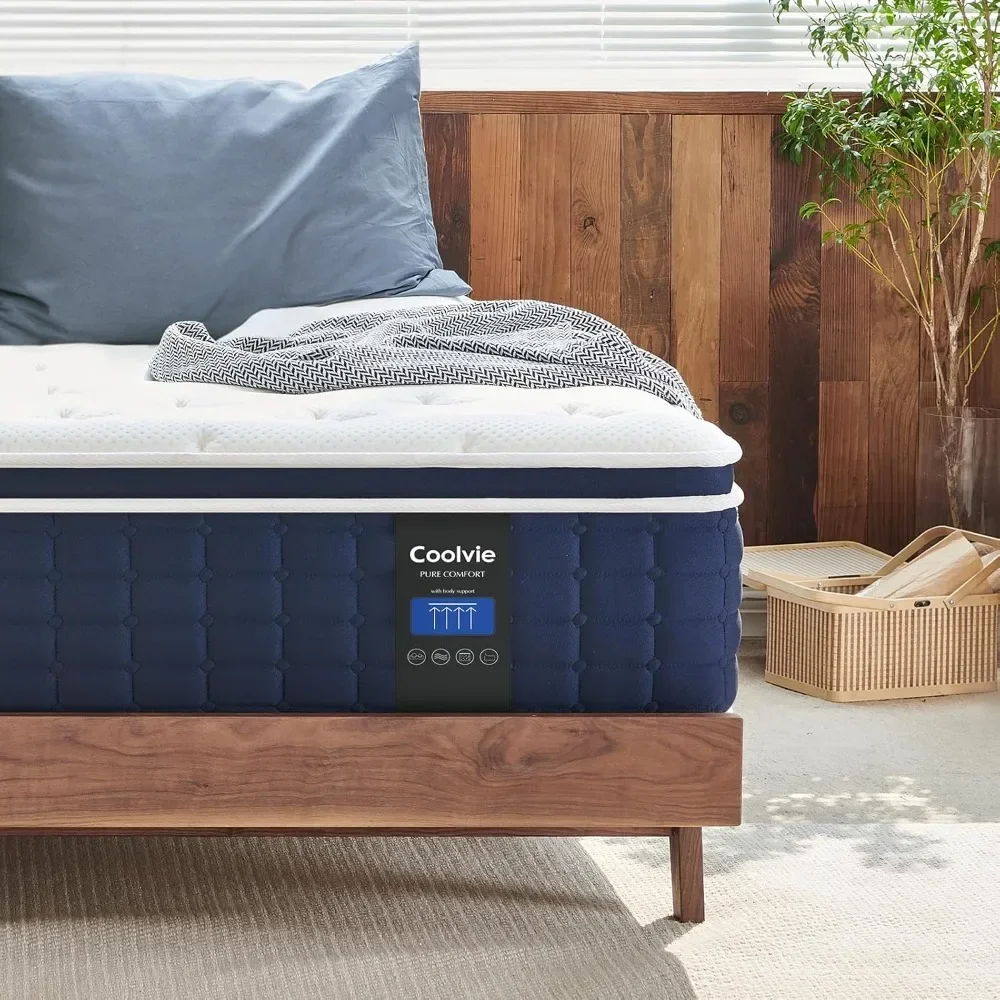 Coolvie Twin XL Mattress 12 Inch, Medium Firm XL Twin Mattress in a Box, Hybrid Individual Pocket Springs with Memory Foam,