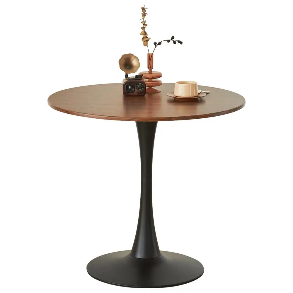 

Dining Tulip Table for 4, MidCentury Modern Table with Sturdy Metal Pedestal for Kitchen, Bistro, Cafe, Leisure Faux Walnut, 31.