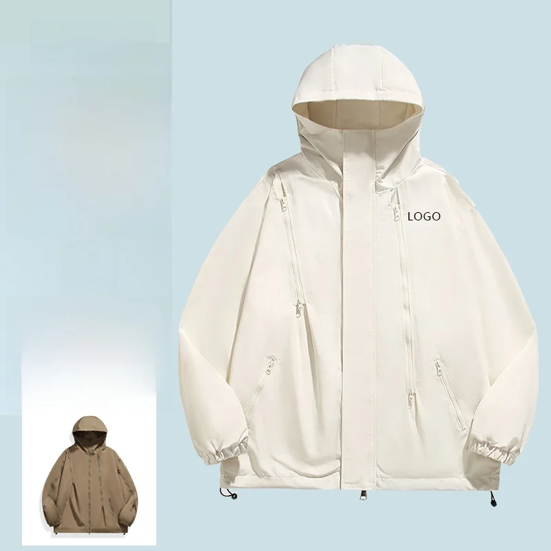 

Осенний уличный водонепроницаемый джет с принтом и вышитым логотипом, спортивная спецодежда, белый костюм для скалолазания, ветровка, молодежная мода