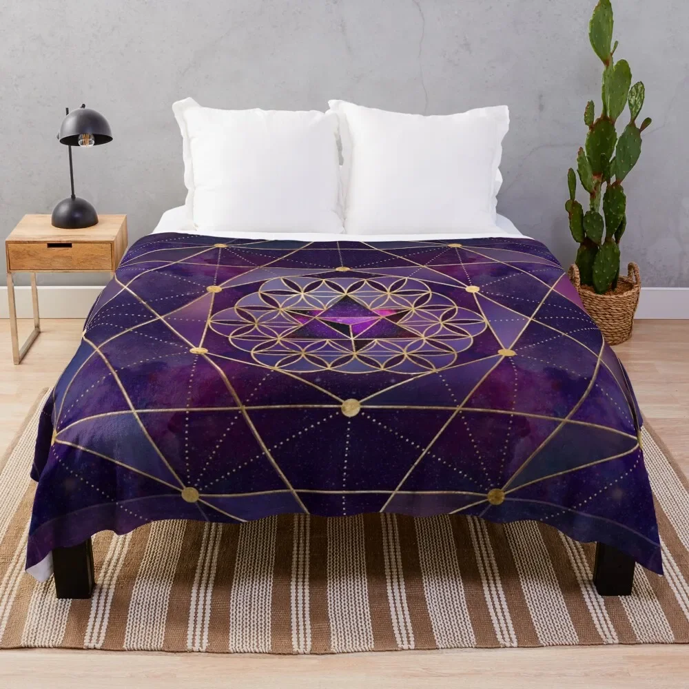 Merkabah in flower of life - Sacred Geometry Throw Blanket Giant Sofa For Sofa Thin Blankets