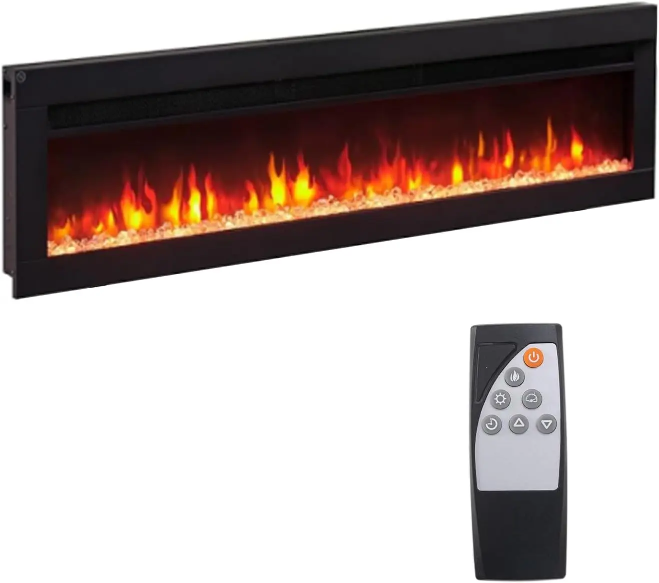 Panana Electric Fireplace Heater Wall-Mounted or Recessed Electric Fireplace Inserts with Timer, Touch Screen/Remote Control, Ad