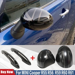 For MINI Cooper R55 R56 R57 R58 R59 R61 Rear Vew Side Mirror Shell Door Handle Case Cover Sticker Car Accessories