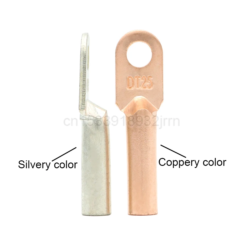 1Pcs DT-10/16/25/35/50/70/95 Splice Pure Copper Wire Connector Cable Joint Cold Pressure DT Type Crimp Terminal Blot Hole Nose