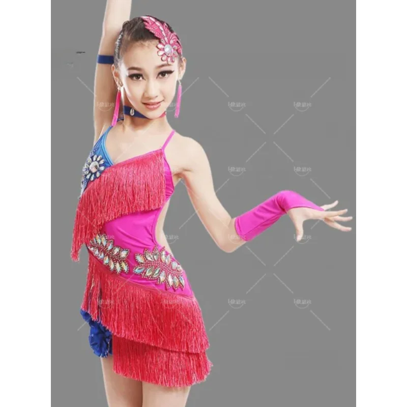 Robe de patinage artistique pour filles, costume de salsa pour enfants, performance latine, salle de danse, compétition