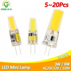 GreenEye – ampoule LED G4 G9, lampe variable, remplacement de lustre à projecteur halogène, 3W 6W 10W AC/DC 12V 220V 240V COB SMD LED G4 G9