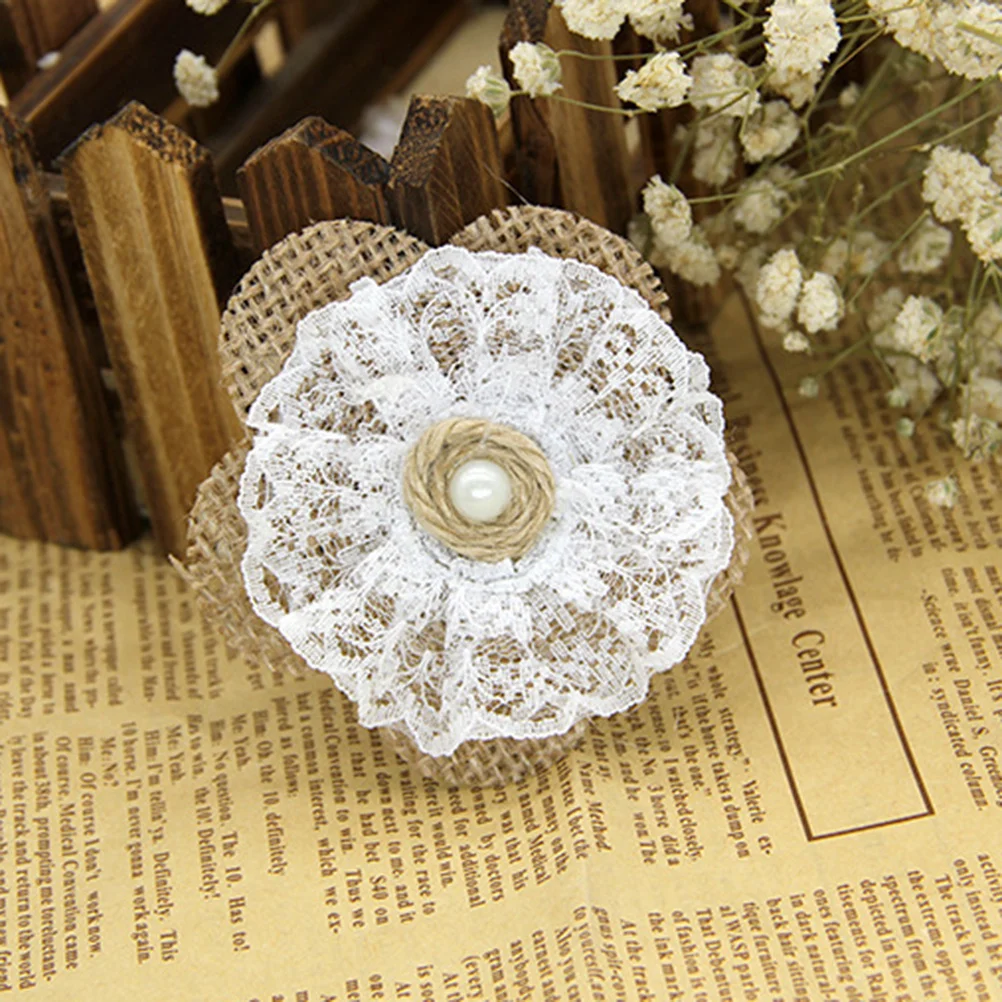 

20pcs Handmade Jute Burlap Flowers Wedding Christmas Party Decoration Craft Burlap Natural Rustic Lace Beads For Hat Shoes Bag