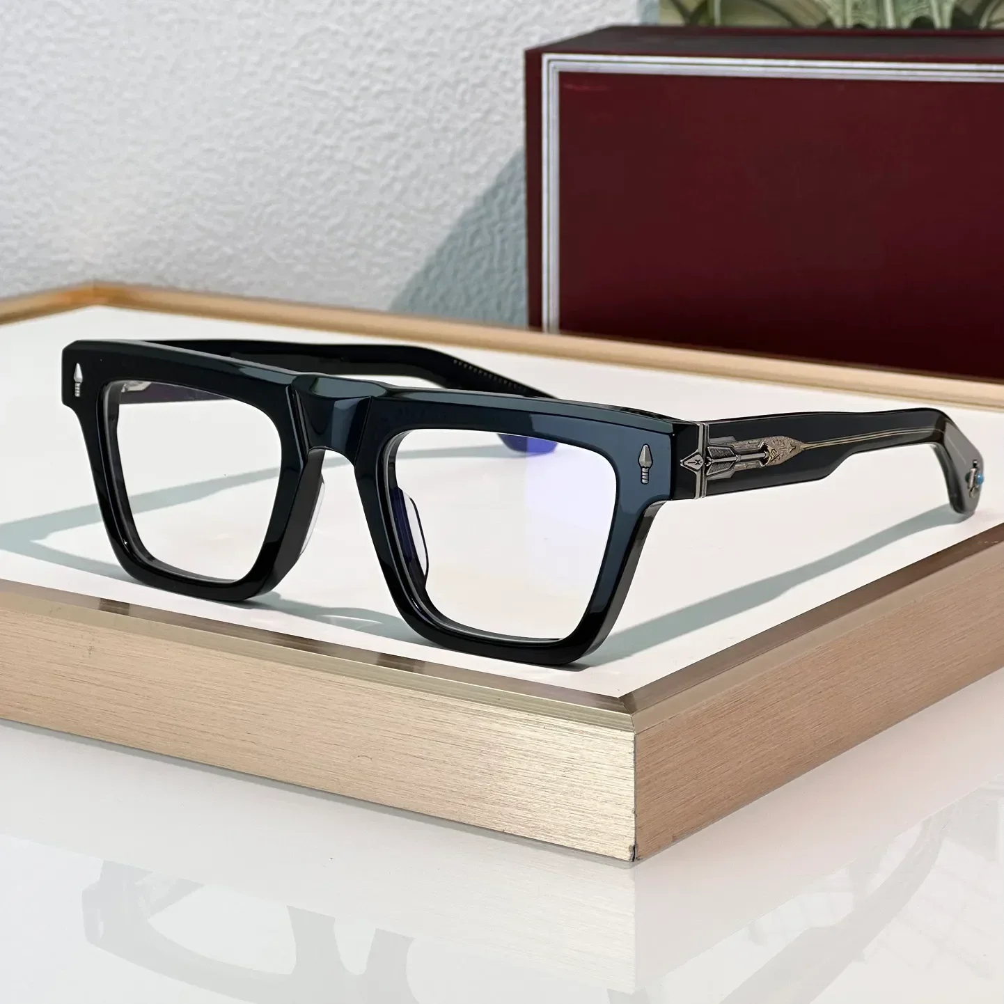

Optical Eyeglasses For Men and Women ALARAMIE Retro Style Anti-blue light lens plate Square Full Frame with box
