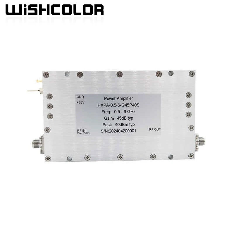 

Wishcolor 0.5-6GHz RF Microwave Wideband Power Amplifier 45dB Gain 10W High Power Output with SMA Female Connector