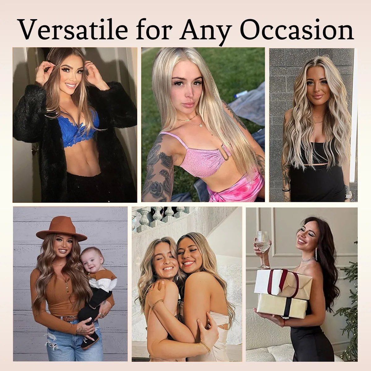 LOVELINE Straight Full Thick End Machine Triple Volume Weft Extensions Blonde Double Drawn Remy Cuticle Aligned 100% Human Hair