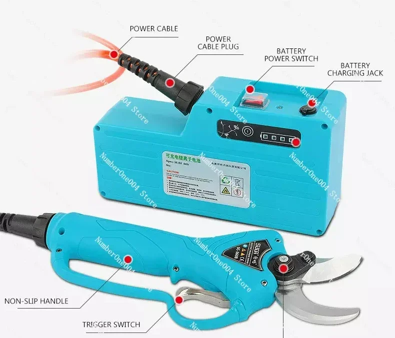 4cm Electric Pruning Knife Electric Garden Pruning Machine Lithium Battery Fruit Tree High Branch Shears