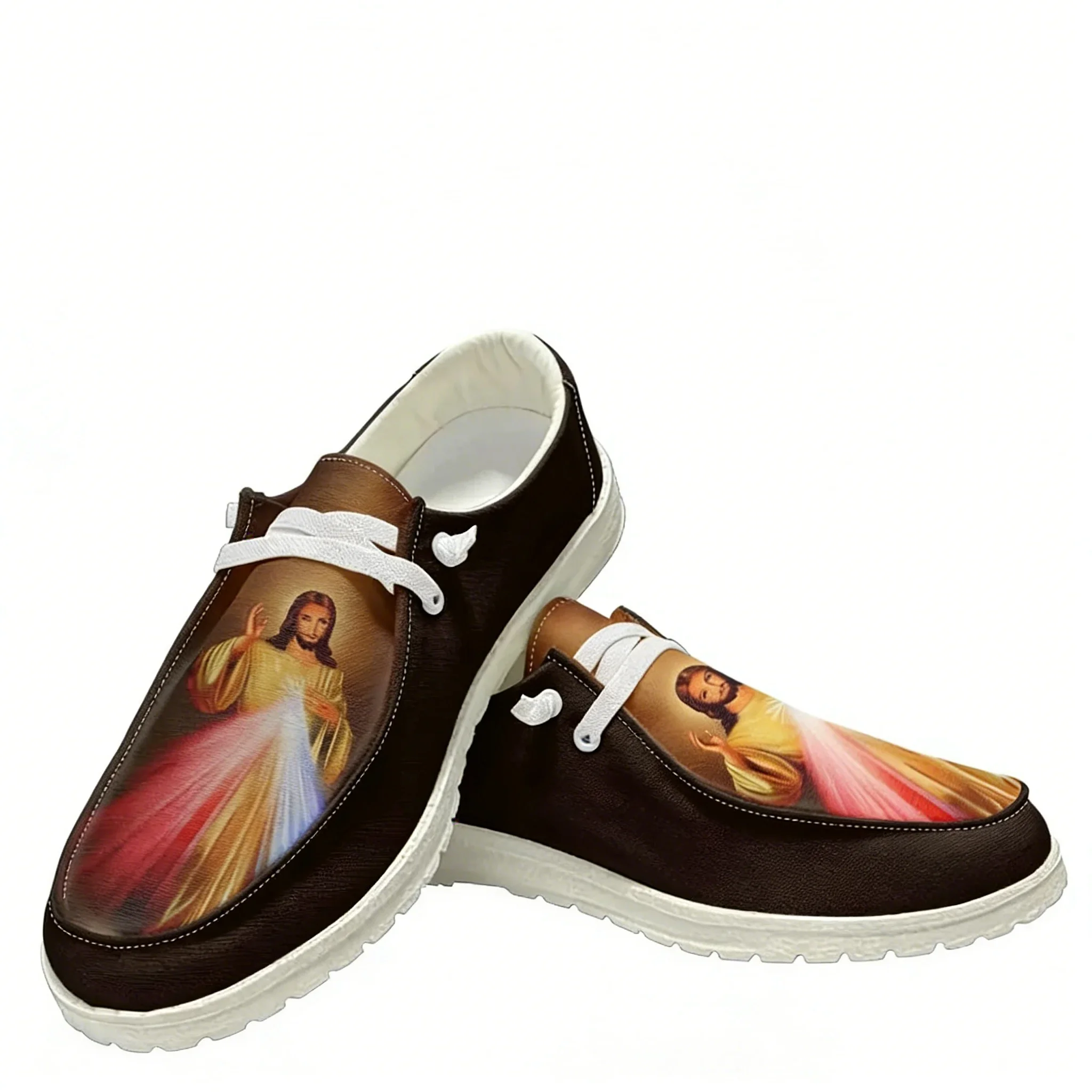 

DIY Christian God Religion Jesus Printed Cross Casual Shoes Mens Womans Flat Shoe Breathable Outdoor Flat Casual Shoes