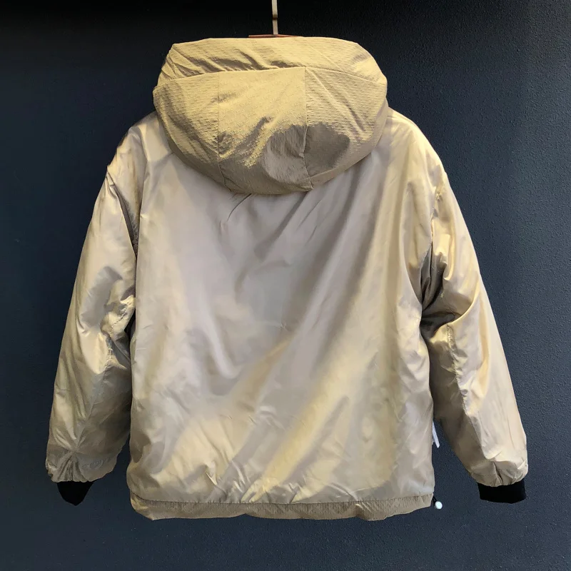 شتاء جديد الرجال مقنعين أسفل سترة، الراقية أزياء العصرية العلامة التجارية عارضة بسيطة بلون معطف دافئ