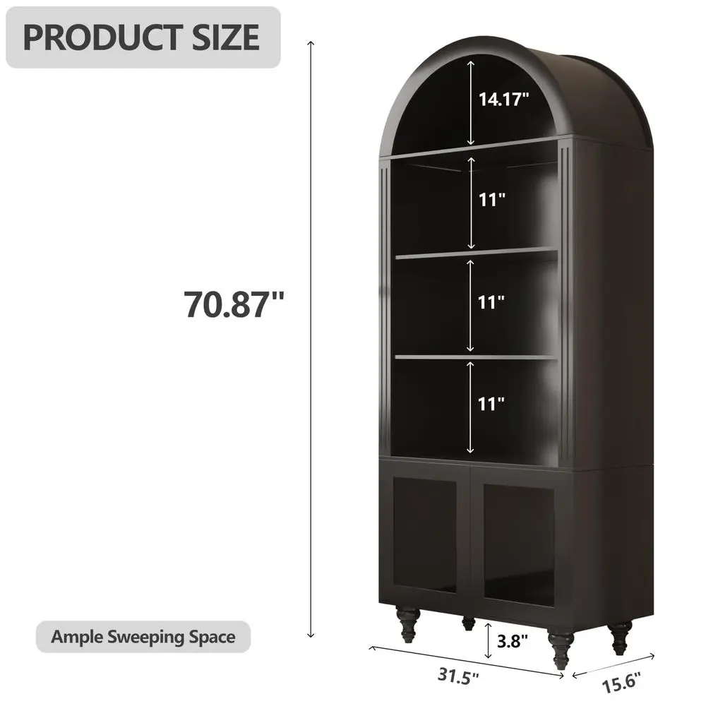 

Wooden Arched Bookshelf,5Tier Shelf,Farmhouse Storage Display Cabinet Etagere Bookcase, Large Bookshelf,Tall Open Storage Cabin