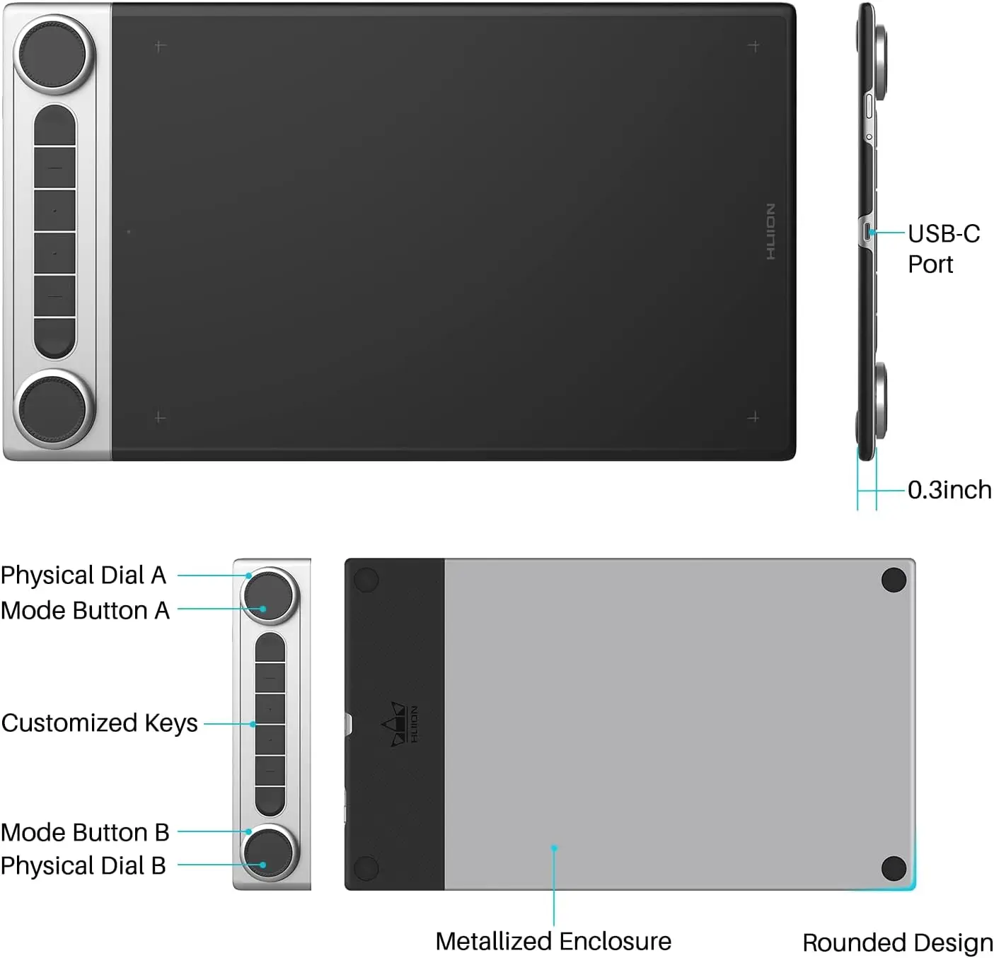 HUION Inspiroy Dial 2 Bluetooth ワイヤレス グラフィックス描画