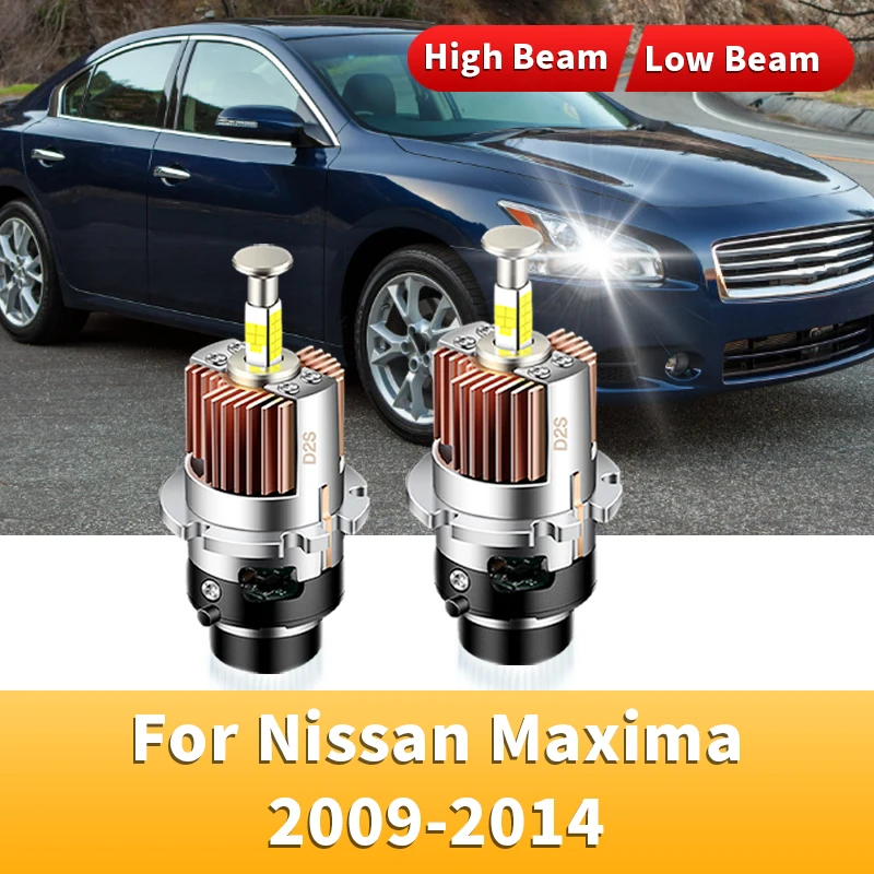 2Pcs LED Headlights Xenon Bulbs HID Turbo Replacement LED 32000LM 4-sided CSP Chip 6000K 35W Plug&Play For Nissan Maxima 09-14