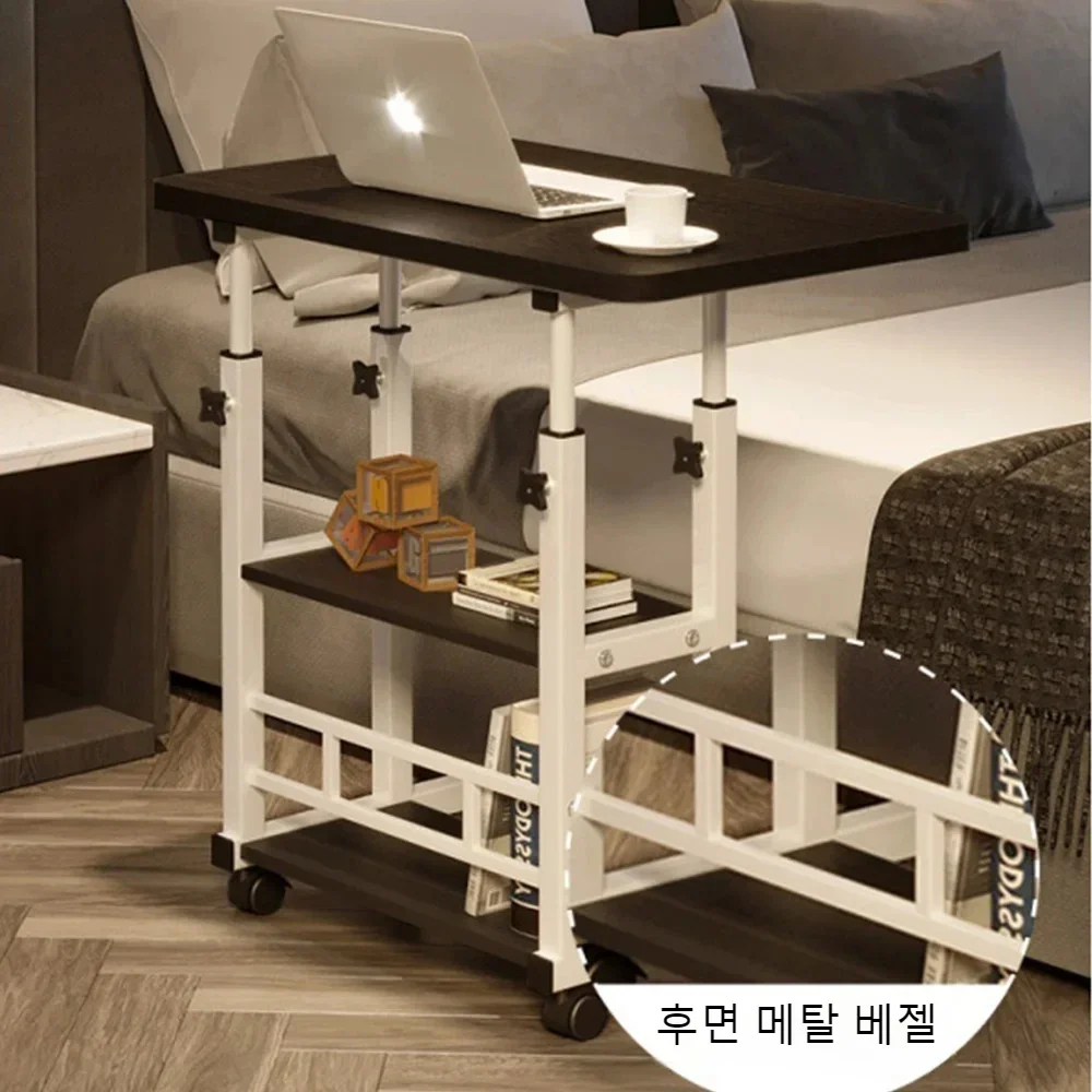 Simple Double-Layer Small Office Desk Adjustable Height Side Mobile Workbenchmobile Laptop Computer Standing Bedside Home Desk