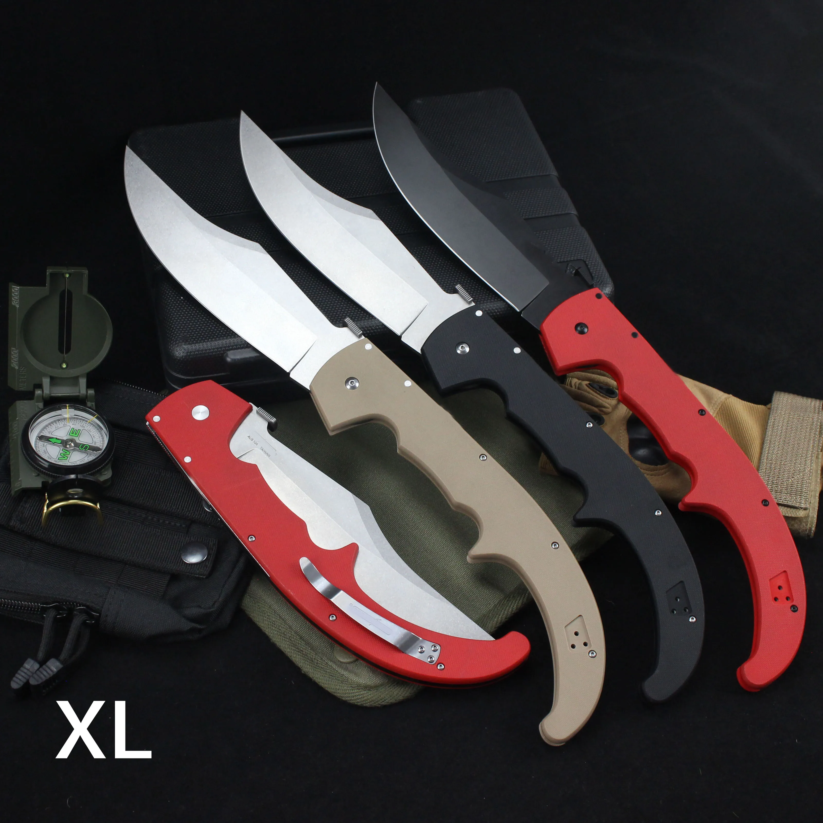 XL Knife Hunting Camping military Folding Knife 8CR13MOV Steel G10 Knives High hardness Outdoor Survival multifunction EDC Tool