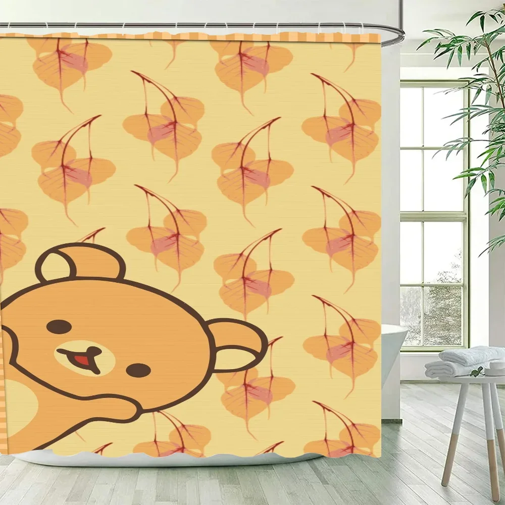 

Шторы Rilakkuma в ванной комнате, занавеска для душа, наборы с милым медвежонком, полный комплект, непрозрачная ткань для ванны