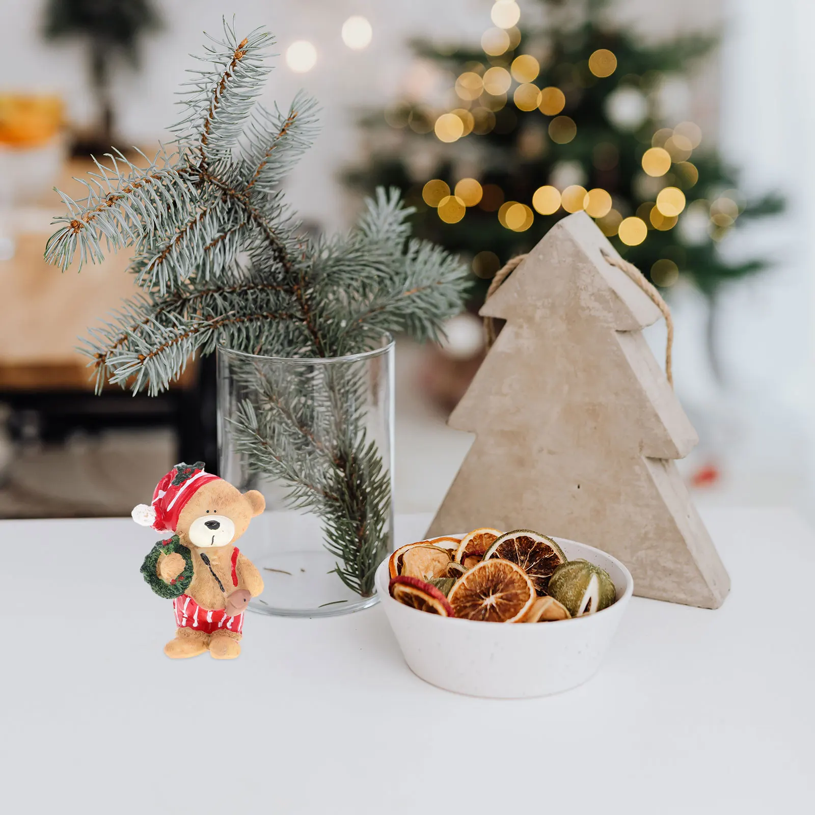 

Detailed Christmas Bear Resin Art Piece for Holiday Home Decor Fireplace Mantel Shelf Display Xmas Bear Indoor Outdoor