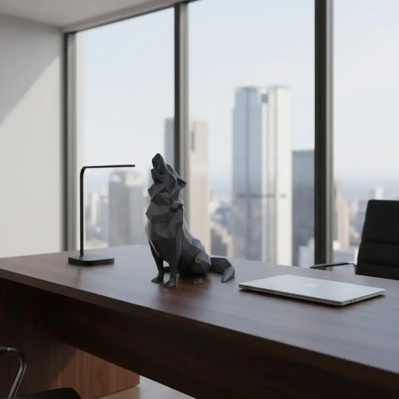 Modern Abstract Geometric Wolf Sculpture 3D Printed Plastic Statue Home Office Indoor Outdoor Art Decoration Figurine