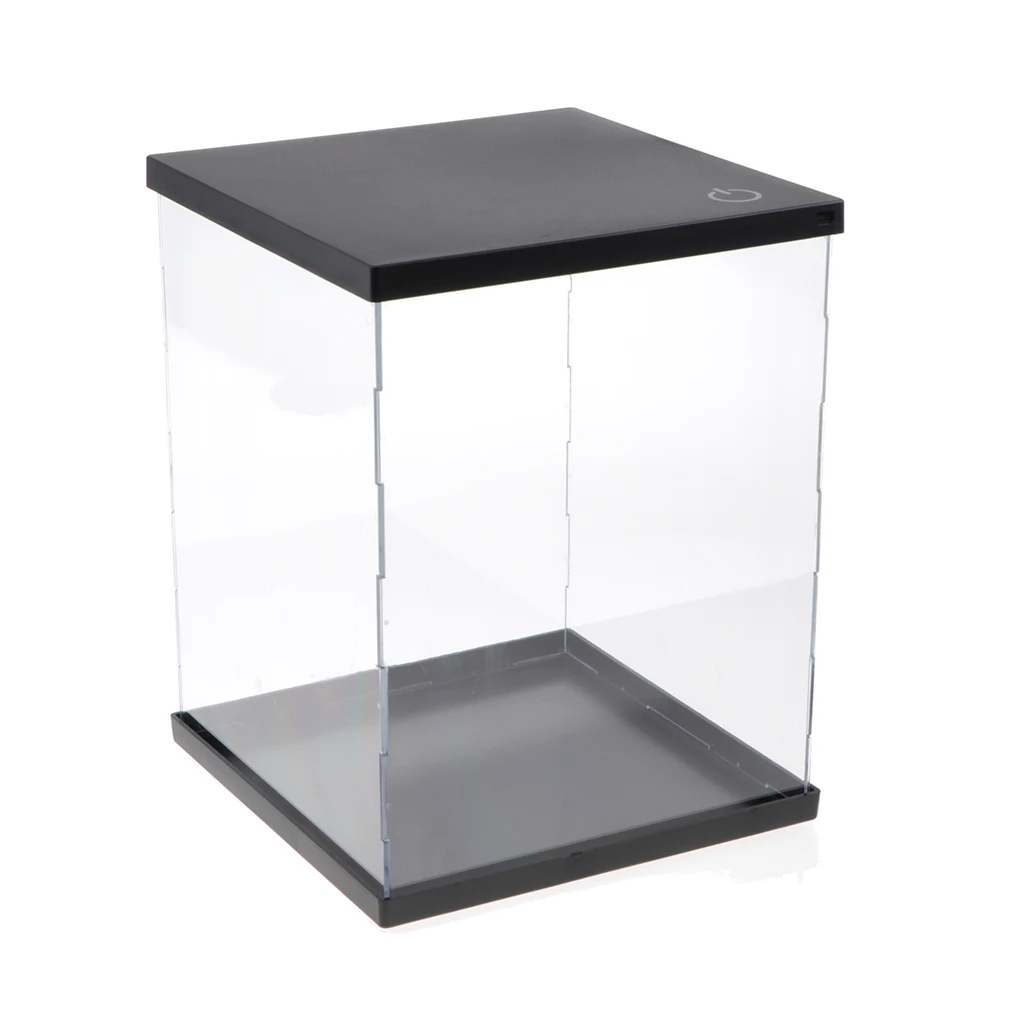 Acrylic Display Perspex Display Case Dustproof Box w/ Lights