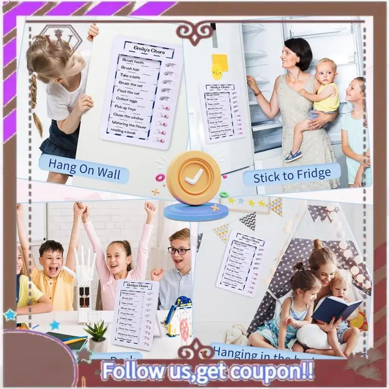 ABBG-1Set Erasable Chore Chart For Kids,Reusable To Do List Board My Chores Magnetic Dry Erase Checklist Board ABS