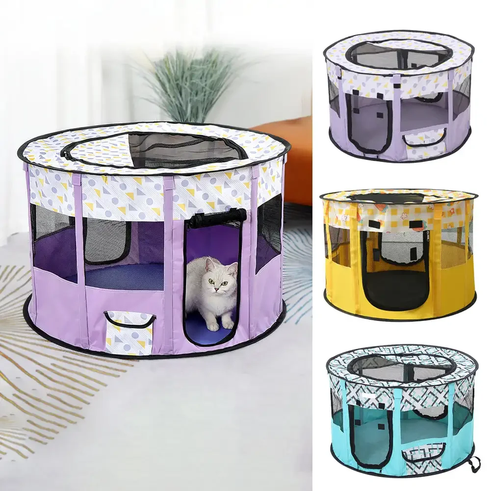 Cat Dog Tent Delivery Room Folding Portable Pet Octagon Cage Outdoor Dog House Cat Indoor Playpen Puppy Cats Kennel Accessories