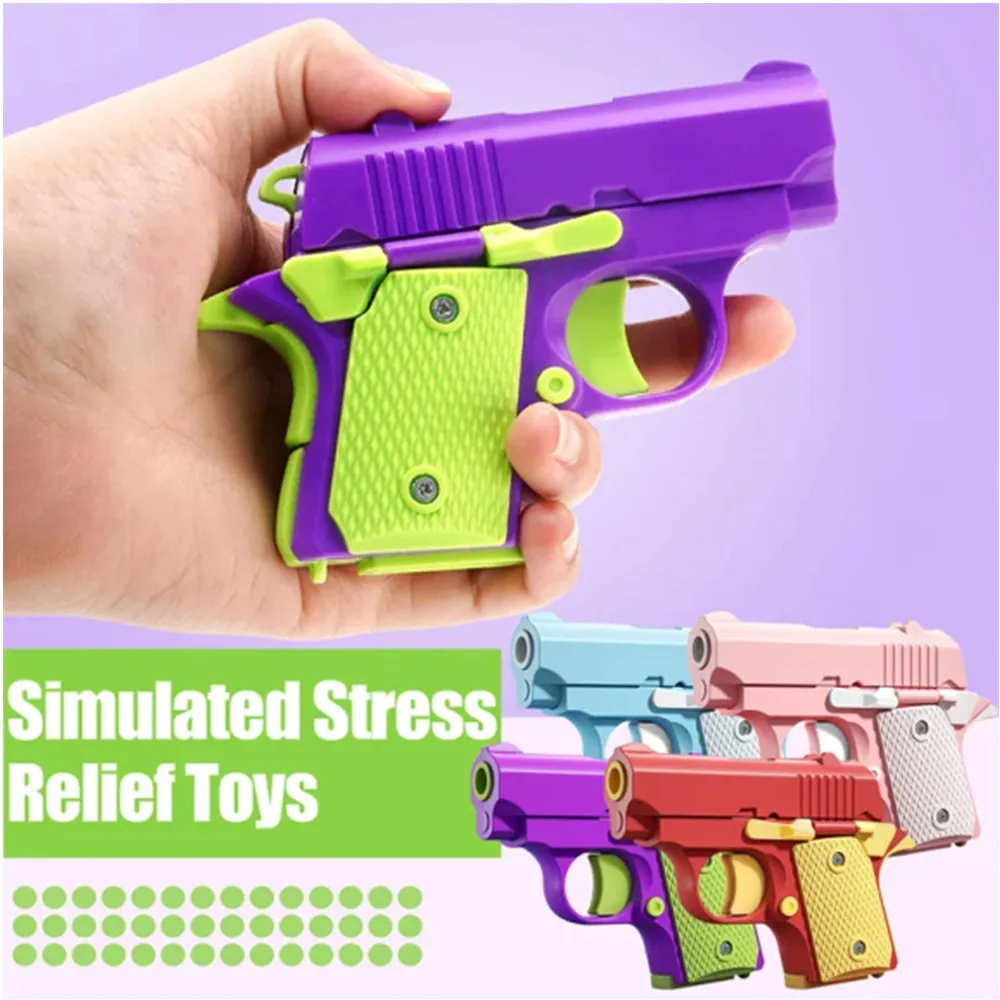 Mini 1911 Children Toy Gun 3D Printing Fidget For Kids Adults Stress Relief Toy Christmas Gift Print Gravity Cub Jump Carrot