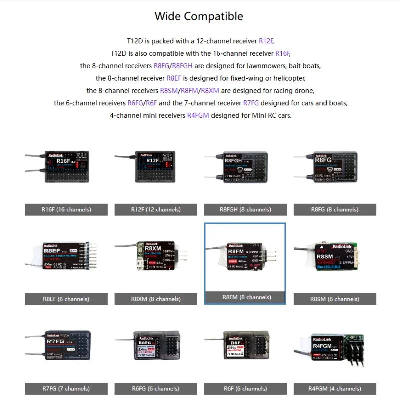 RC Transmitter RadioLink T12D 12 Channels 2.4GHz W R12F Receiver Remote Controller for Boat FPV Drone Fixed Wing Airplane Car