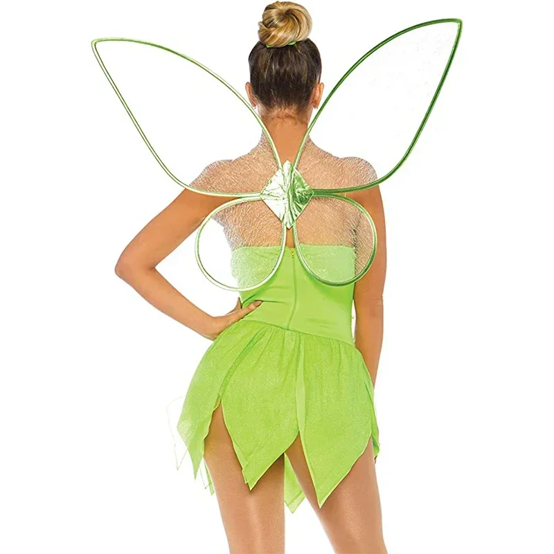 EE01 여성의 예쁜 픽시 요정 의상 여성 녹색 숲 스팽글 요정 드레스 세트 날개 코스프레 할로윈 멋진 DressIo0!