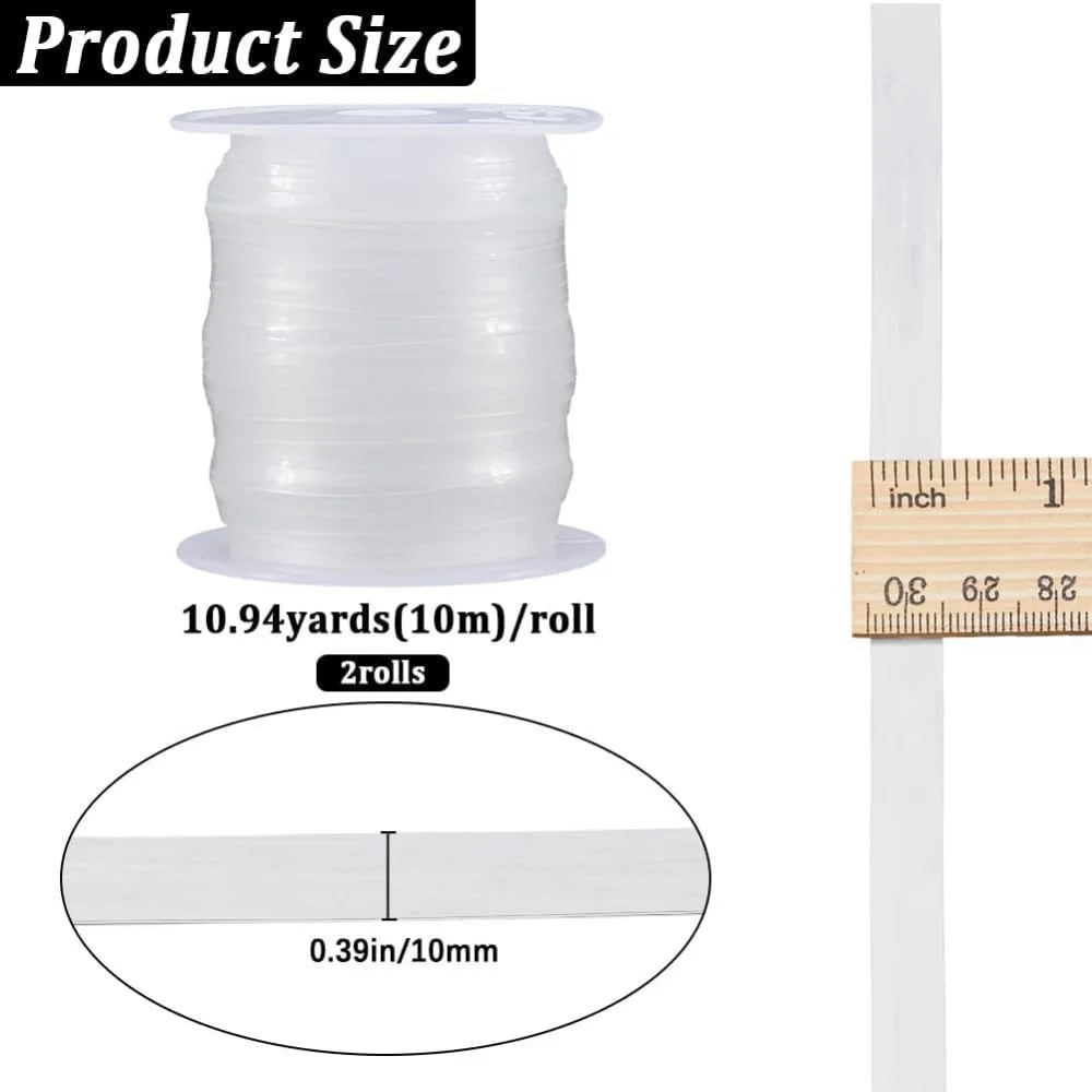 11 Yards Clear Elastic Strap 2/5 Inch Wide Lightweight Transparent Invisible Stretch Strap Band for DIY Shoulder Bra Lingerie