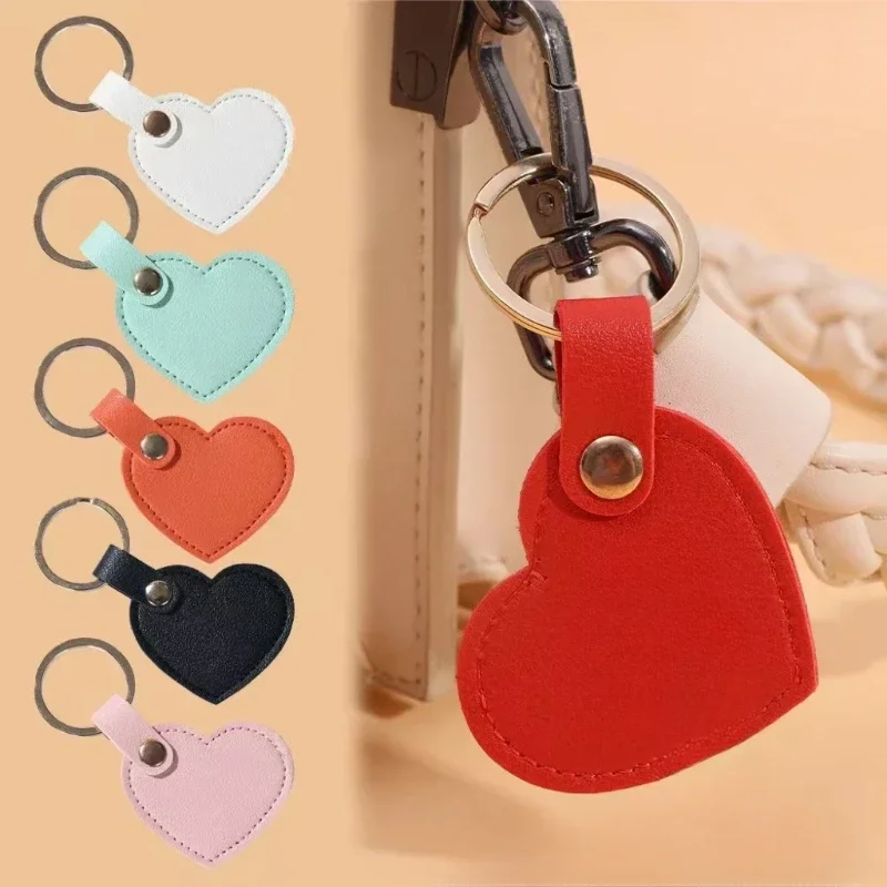 Laser Engrave Logo Heart Leather Keychain Personalize Lovers Keyring Car Bag Accessory Custom Key Chain Valentine’s Day Gift