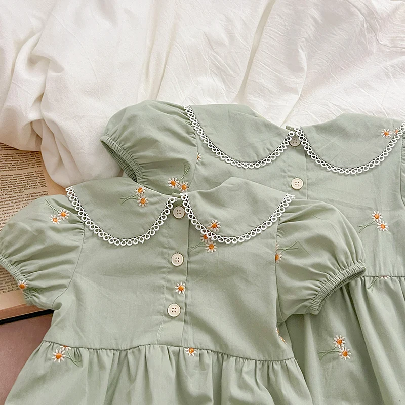 2024 New Summer 0-24M Baby Girl Clothing Newborn Baby Girl Romper Short Sleeved Cotton Embroidery Korean Style Climbing Suit