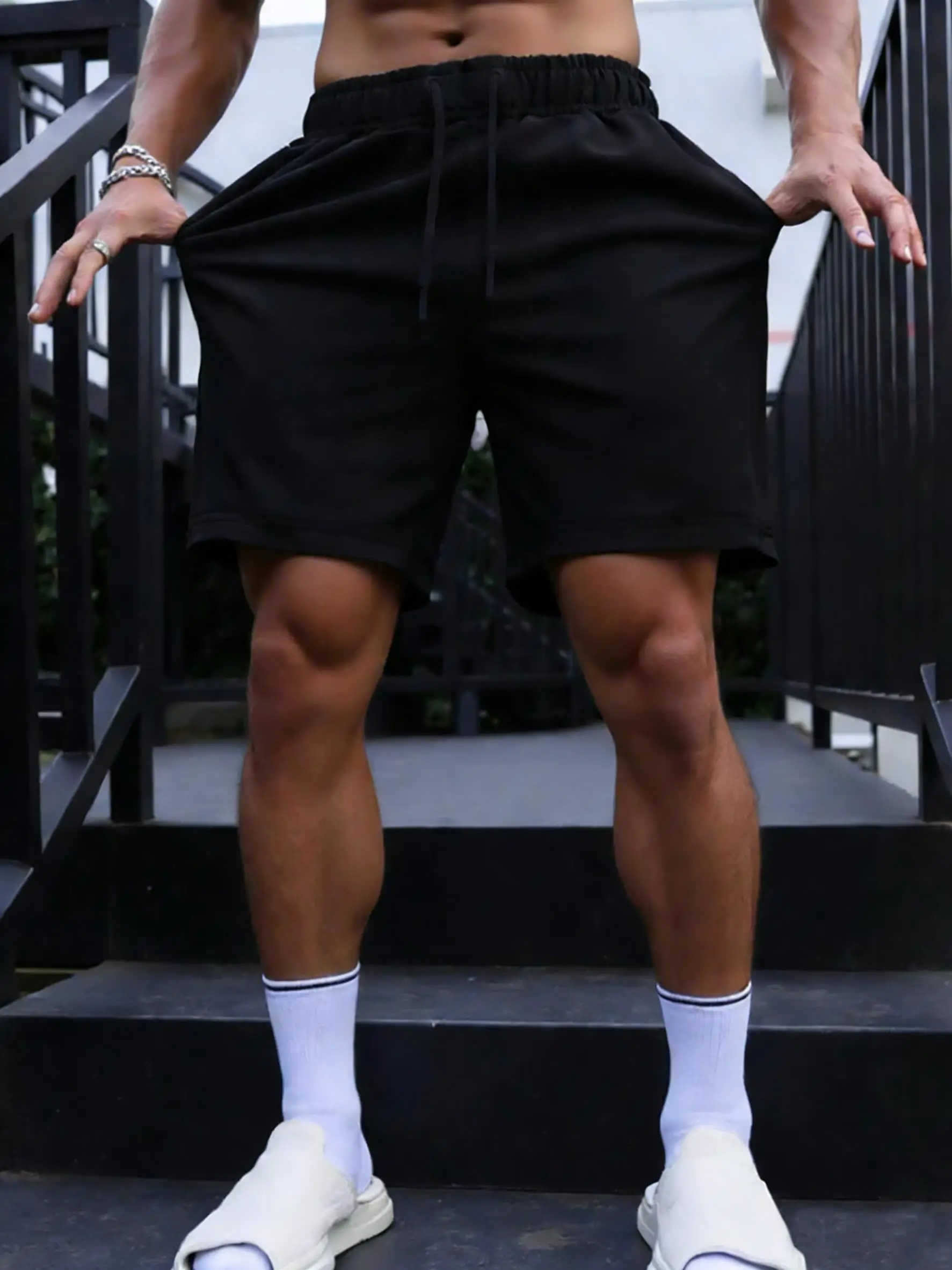 Drawstring Waist Sweatpants Solid Retro StreetShorts Mans Summer Hip Hop Shorts Soft Pocket Sportwear Unisex Fashion Clothing