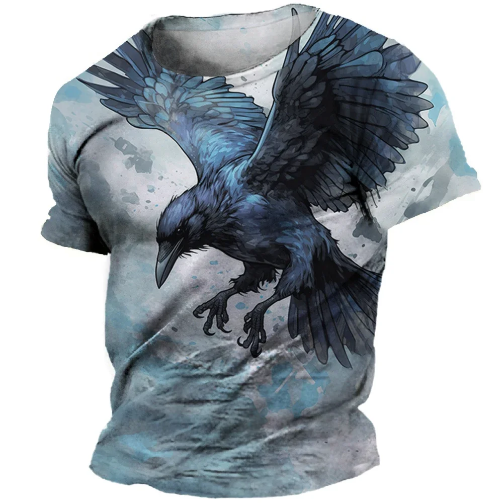 Men'S New Raven Bird 3d T-Shirt Creative Animal Design Birds Crow Print T Shirt Men Harajuku Casual Short Sleeve Streetwear Tops