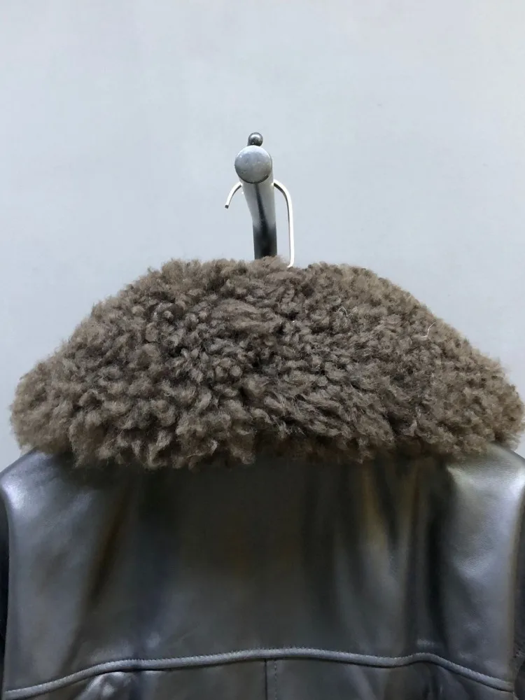 Winter New Casual Warm Women Turn Down Collar Zipper Genuine Leather Goose Down Coat Sheepskin Jacket Loose Fit Ladies Outerwear